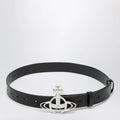 Vivienne Westwood Leather belt with Orb buckle in black
