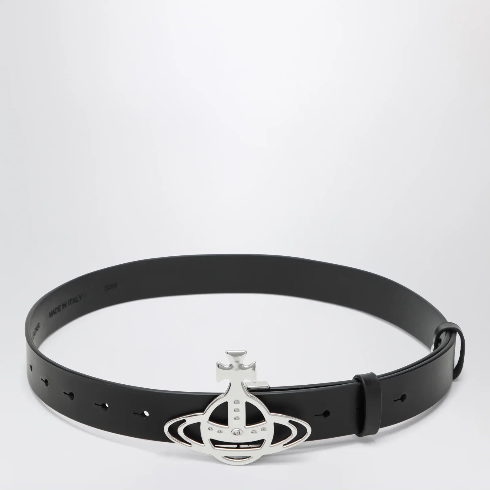 Vivienne Westwood Leather belt with Orb buckle in black