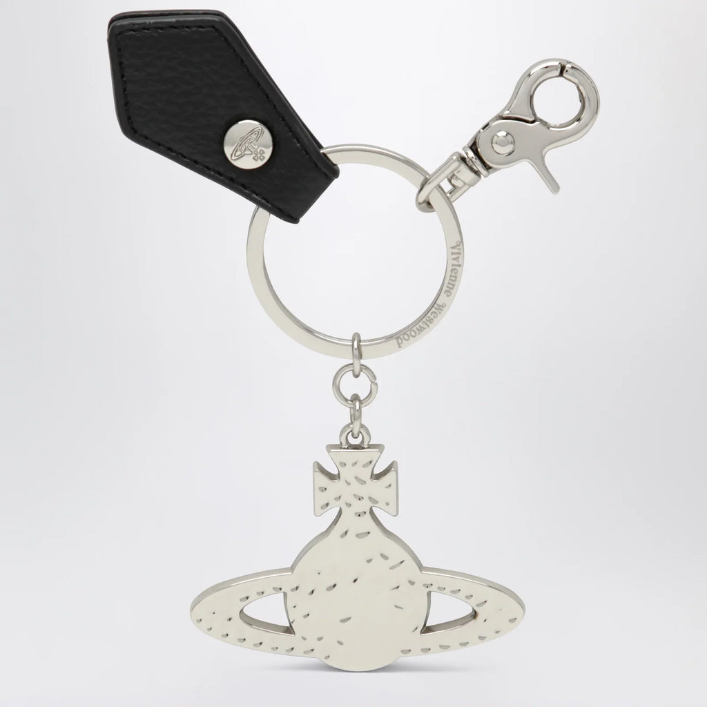 Vivienne Westwood Hammered Orb keyring in hammered iron, silver