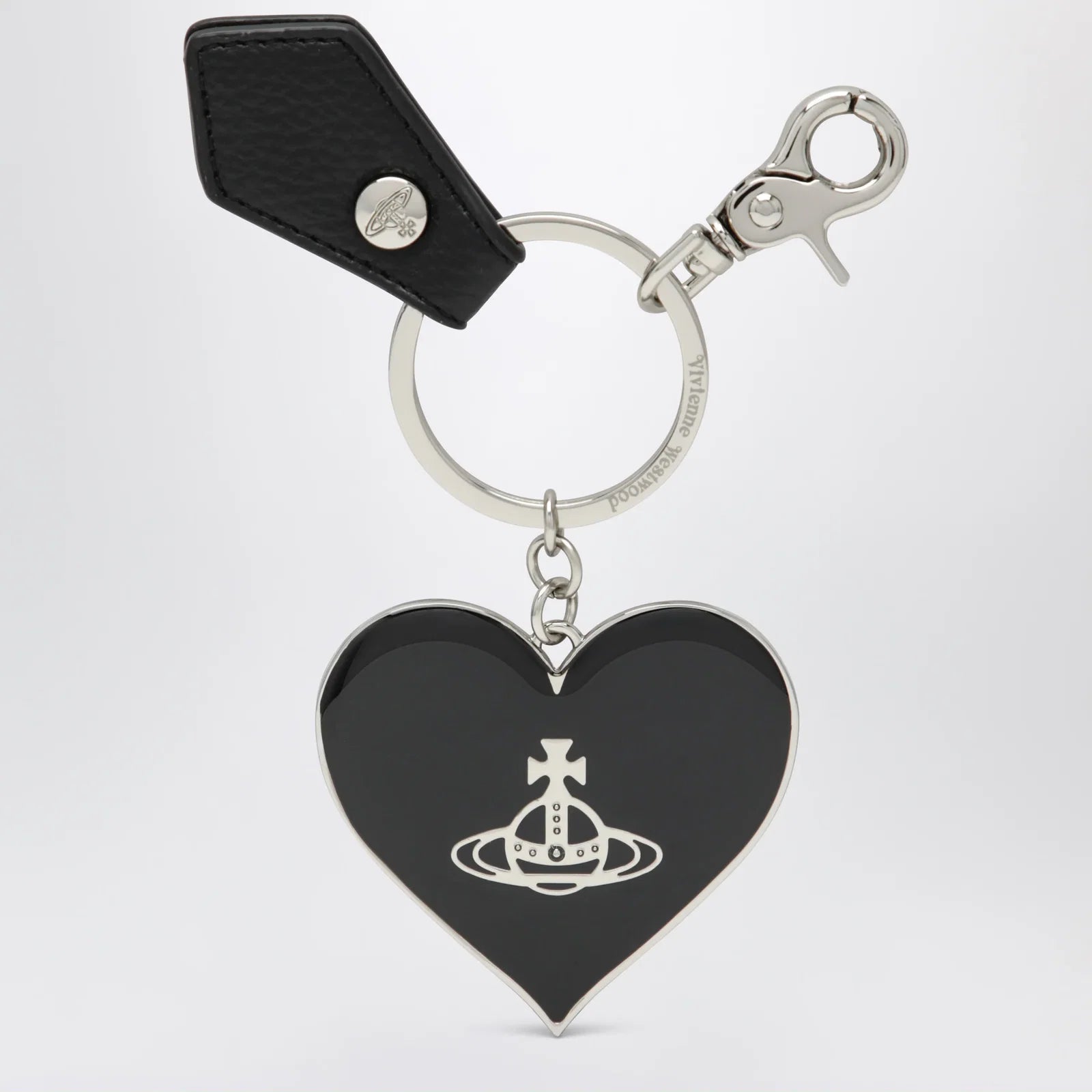 Vivienne Westwood Mirror Heart Orb heart keyring in iron, black