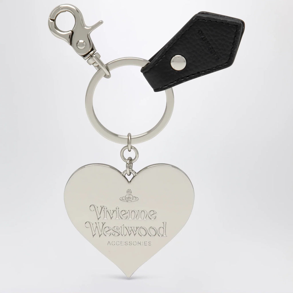 Vivienne Westwood Mirror Heart Orb heart keyring in iron, black