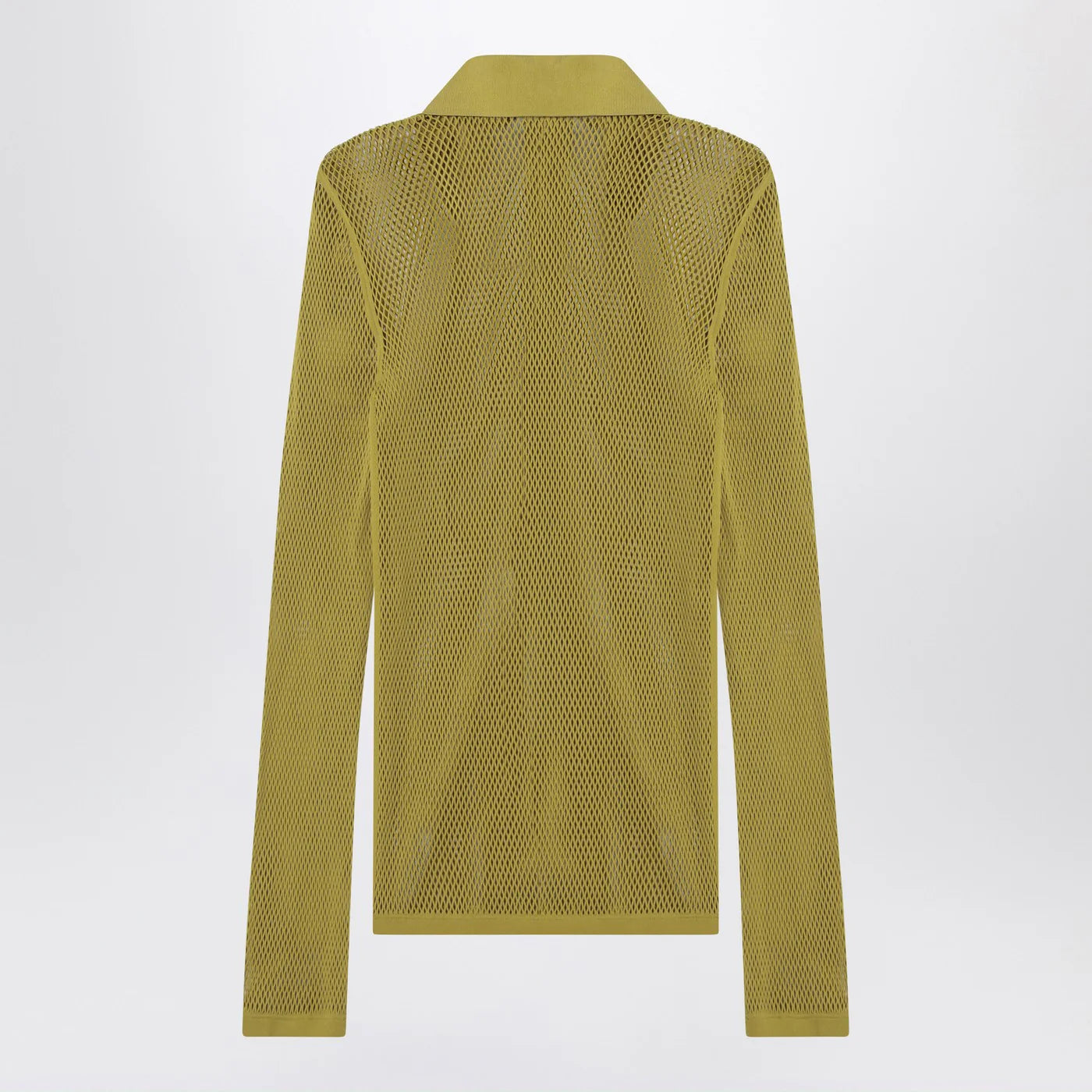 GUCCI Pistachio green perforated technical knit polo