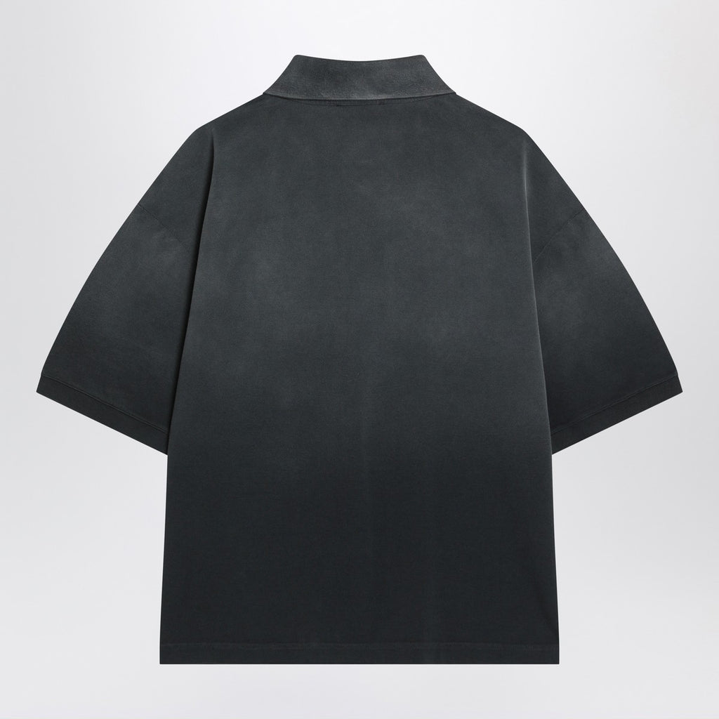 Alexander McQueen Faded effect black polo shirt in cotton