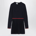 GUCCI Blue wool dress with Web detail
