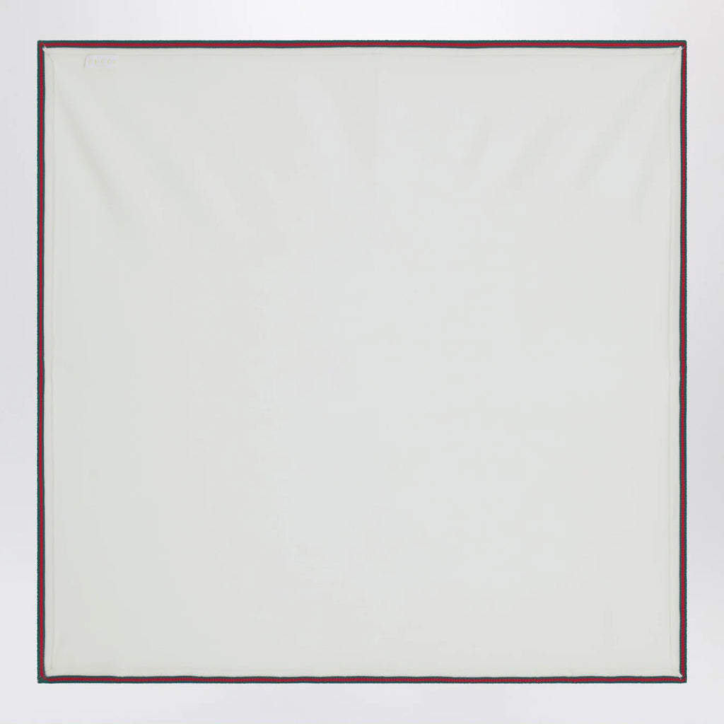GUCCI White wool blanket with Web tape