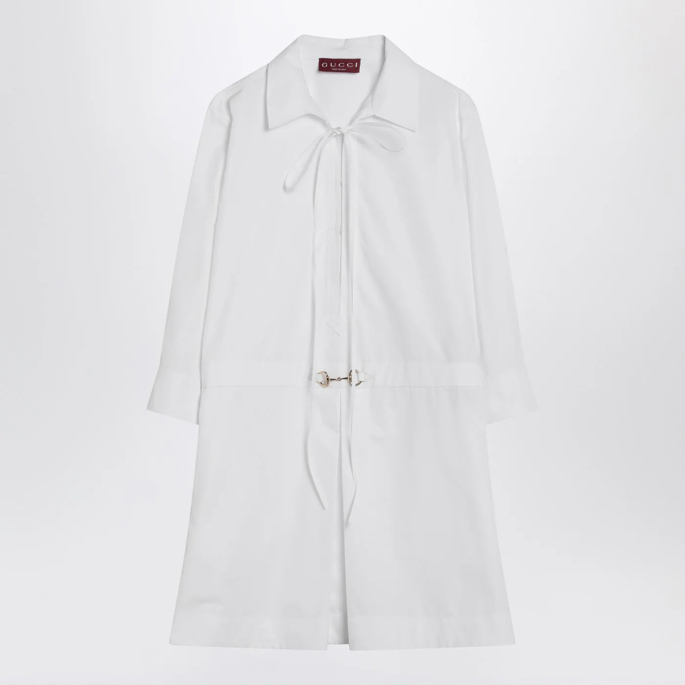 GUCCI White shirtdress in cotton poplin