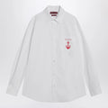 GUCCI White cotton shirt with logo embroidery