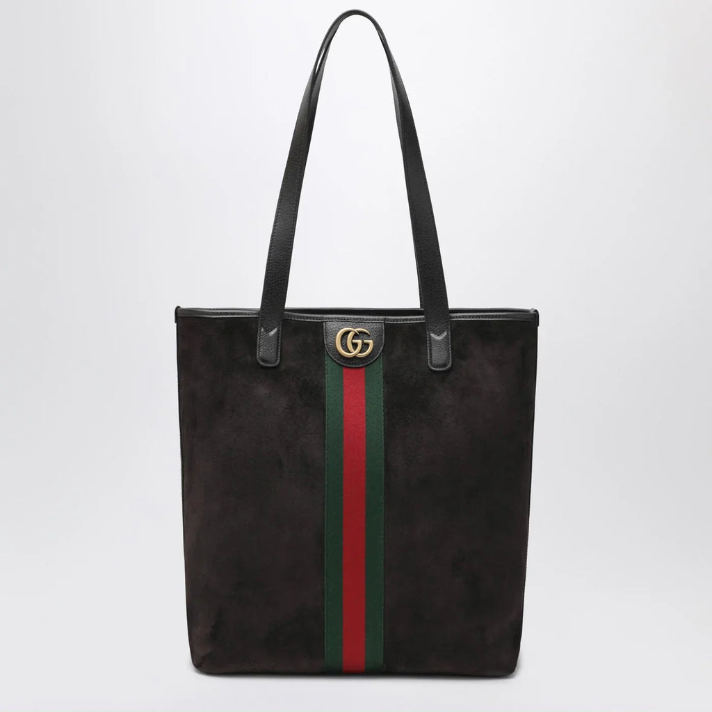 GUCCI Medium Ophidia shopping bag in brown suede
