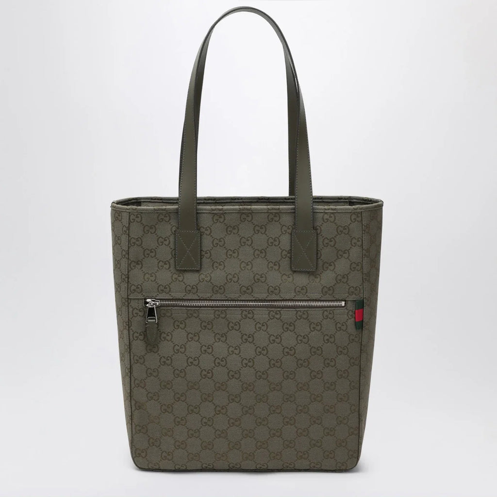 GUCCI Medium shopping bag in green GG fabric