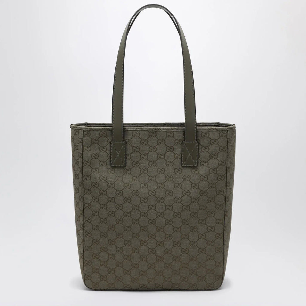 GUCCI Medium shopping bag in green GG fabric