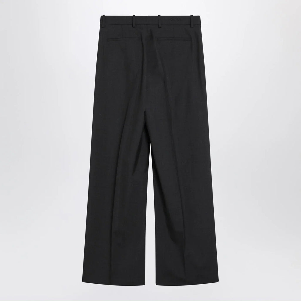 GUCCI Wide-leg grey wool trousers