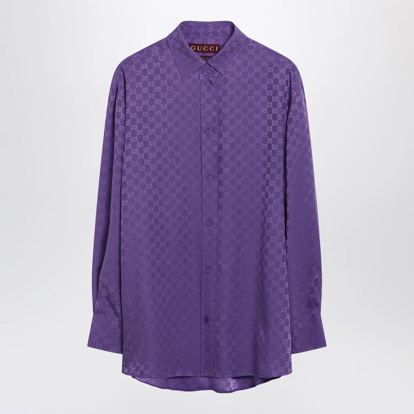 GUCCI Purple oversized GG jacquard silk shirt