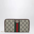 GUCCI Ophidia zip-around wallet in beige and brown GG Supreme canvas