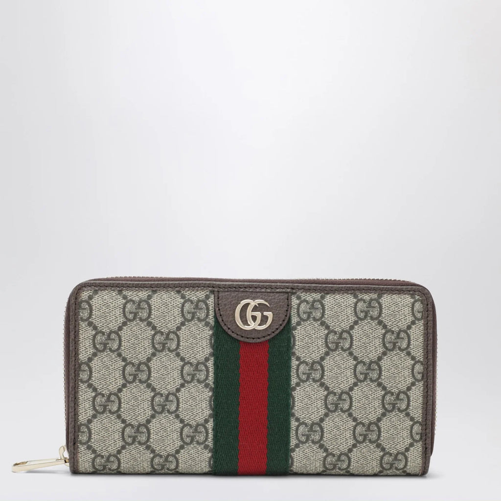 GUCCI Ophidia zip-around wallet in beige and brown GG Supreme canvas
