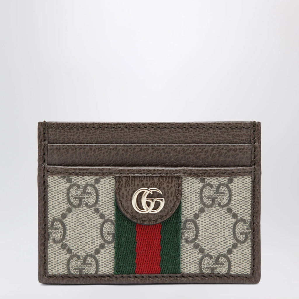 GUCCI Ophidia GG Supreme card holder in beige/dark brown