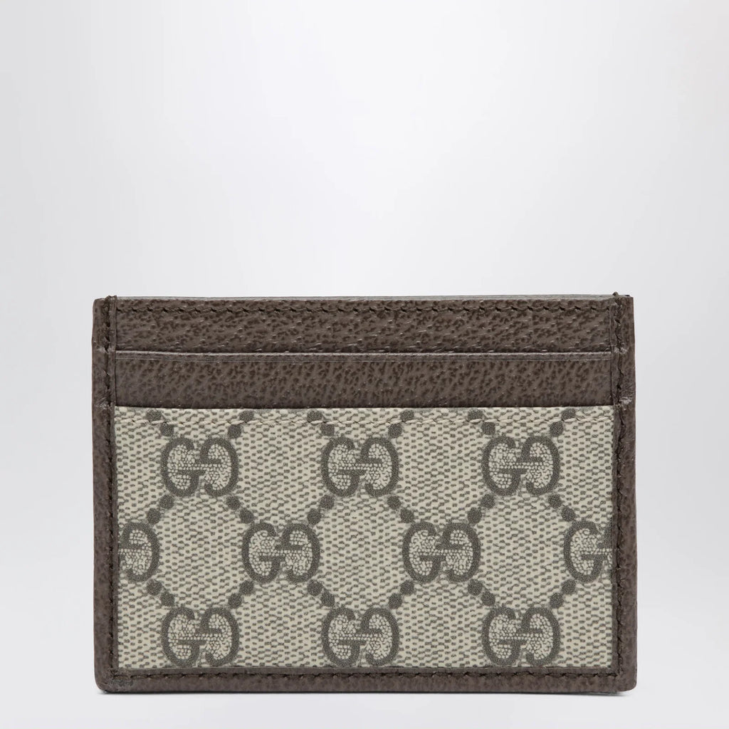 GUCCI Ophidia GG Supreme card holder in beige/dark brown