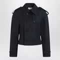 Alexander McQueen Short double-breasted navy blue jacket
