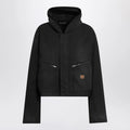 Balenciaga Cropped jacket with hood in black