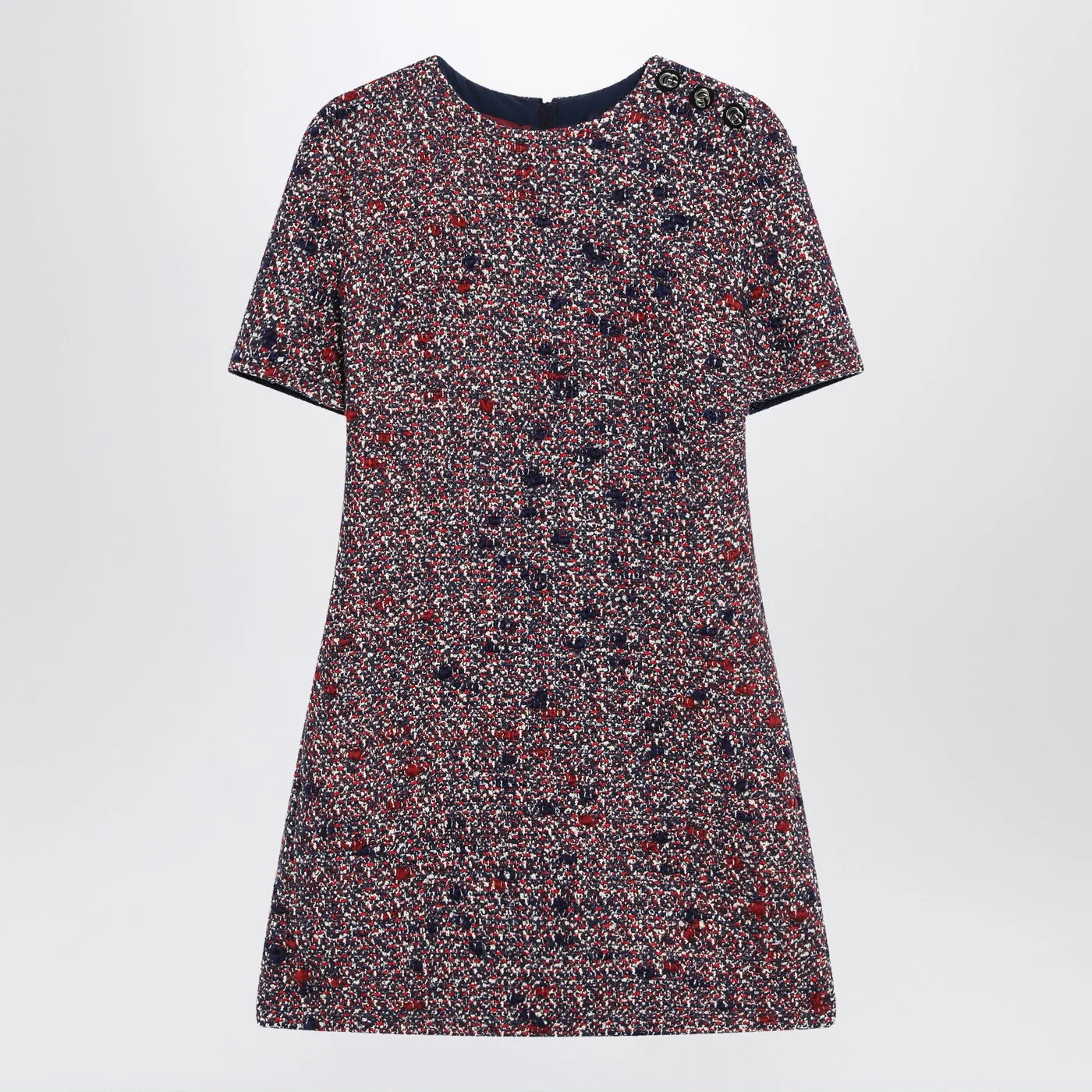 GUCCI Blue and red bouclé wool dress