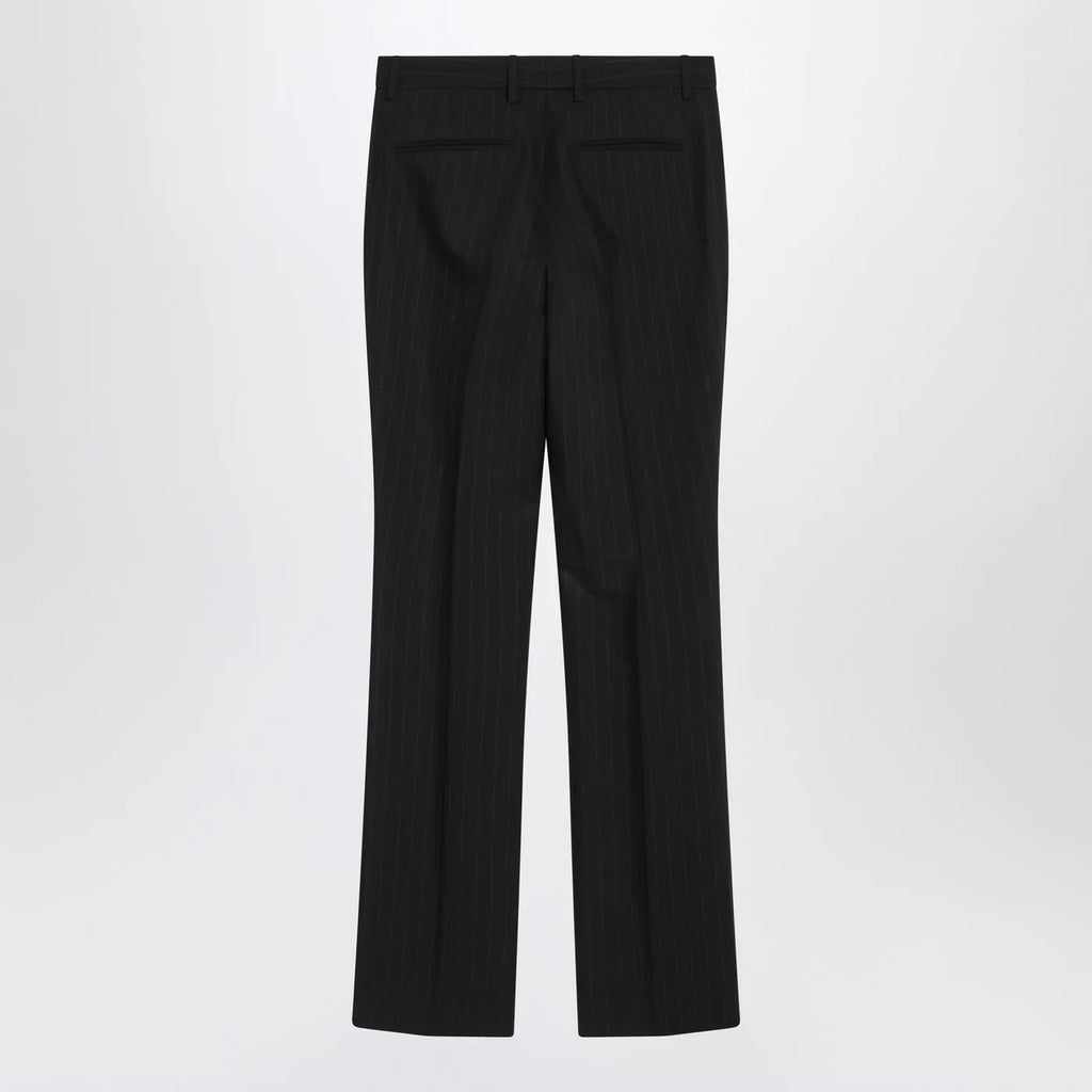 GUCCI Black wool pinstripe trousers