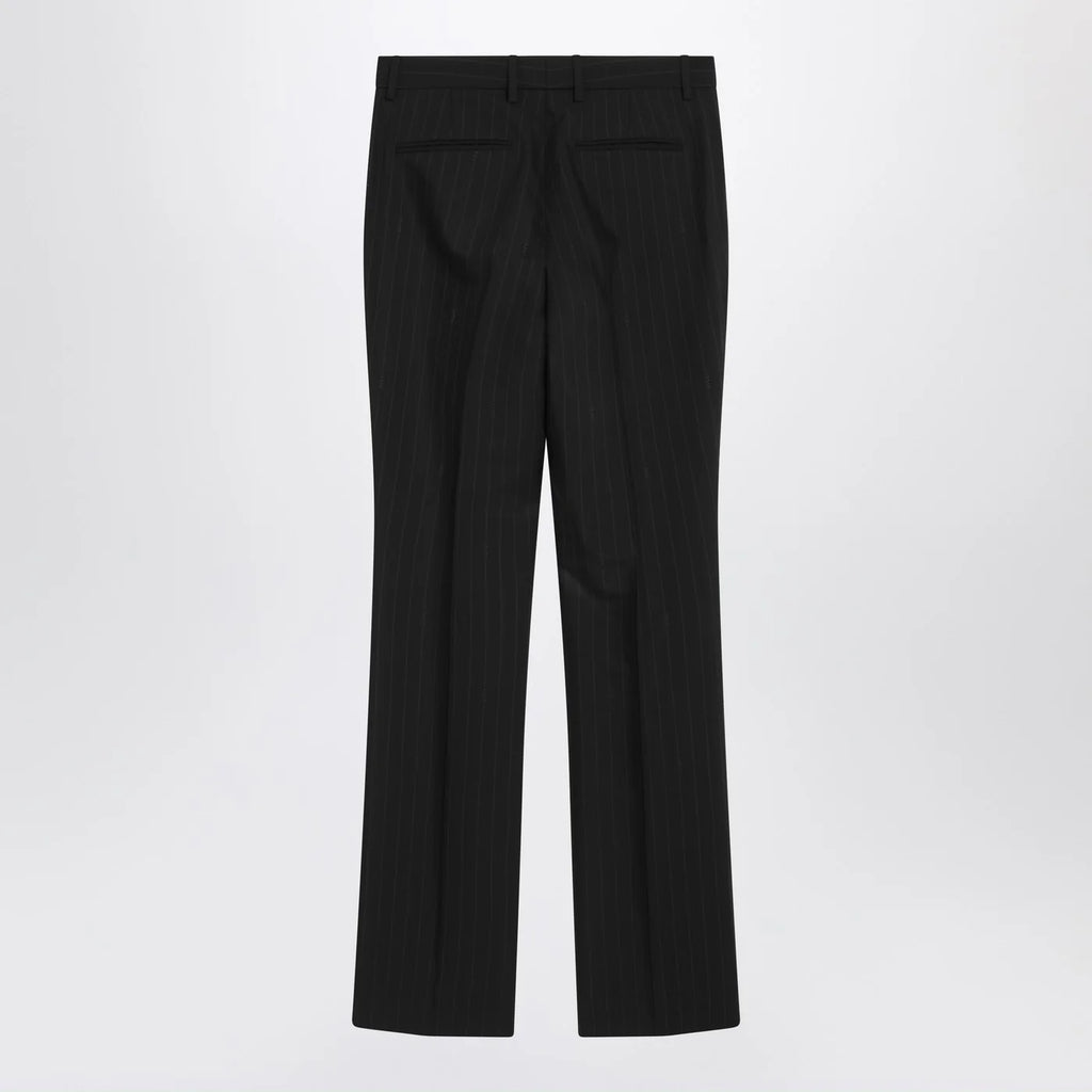 GUCCI Black wool pinstripe trousers