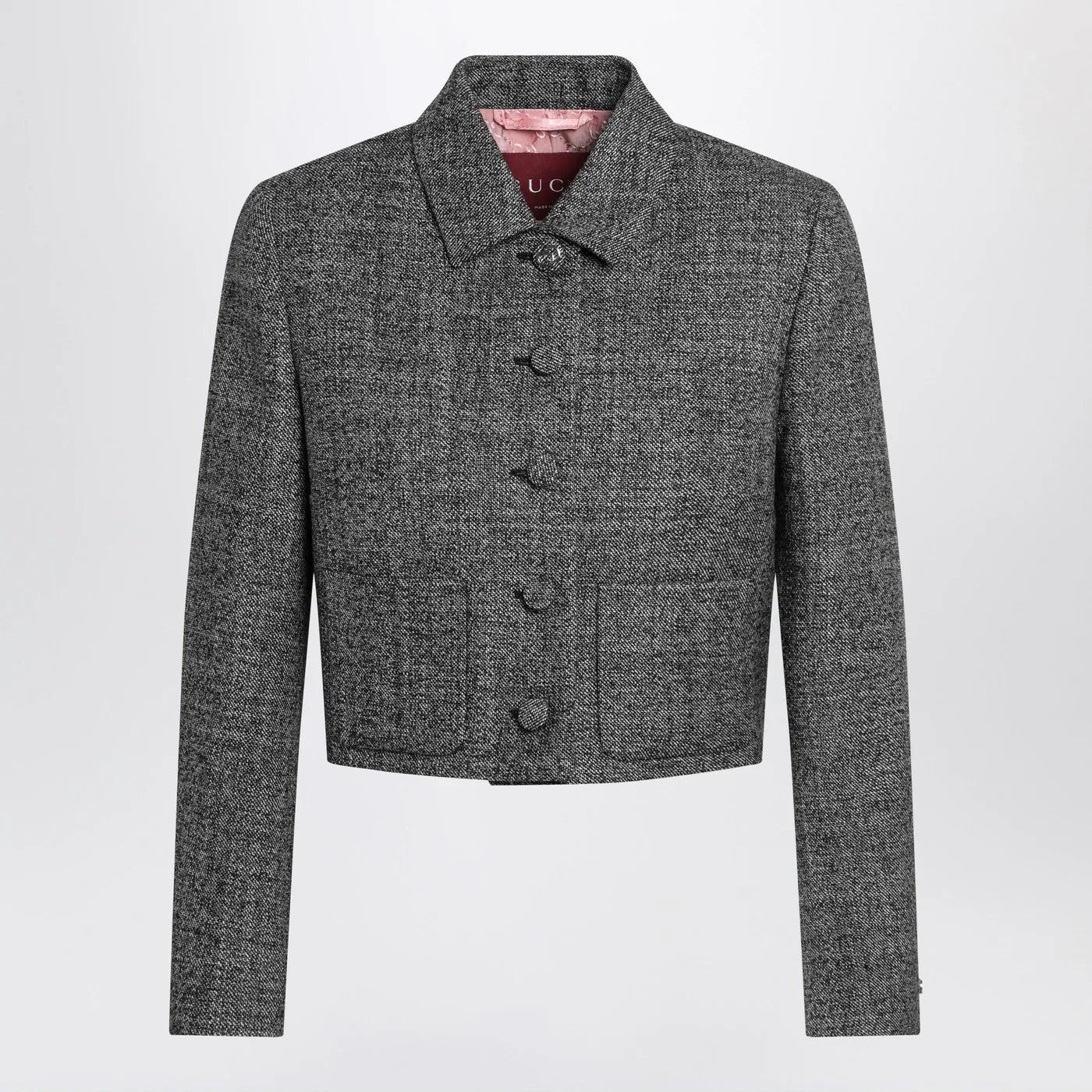 GUCCI Cropped wool jacket with black/white texture