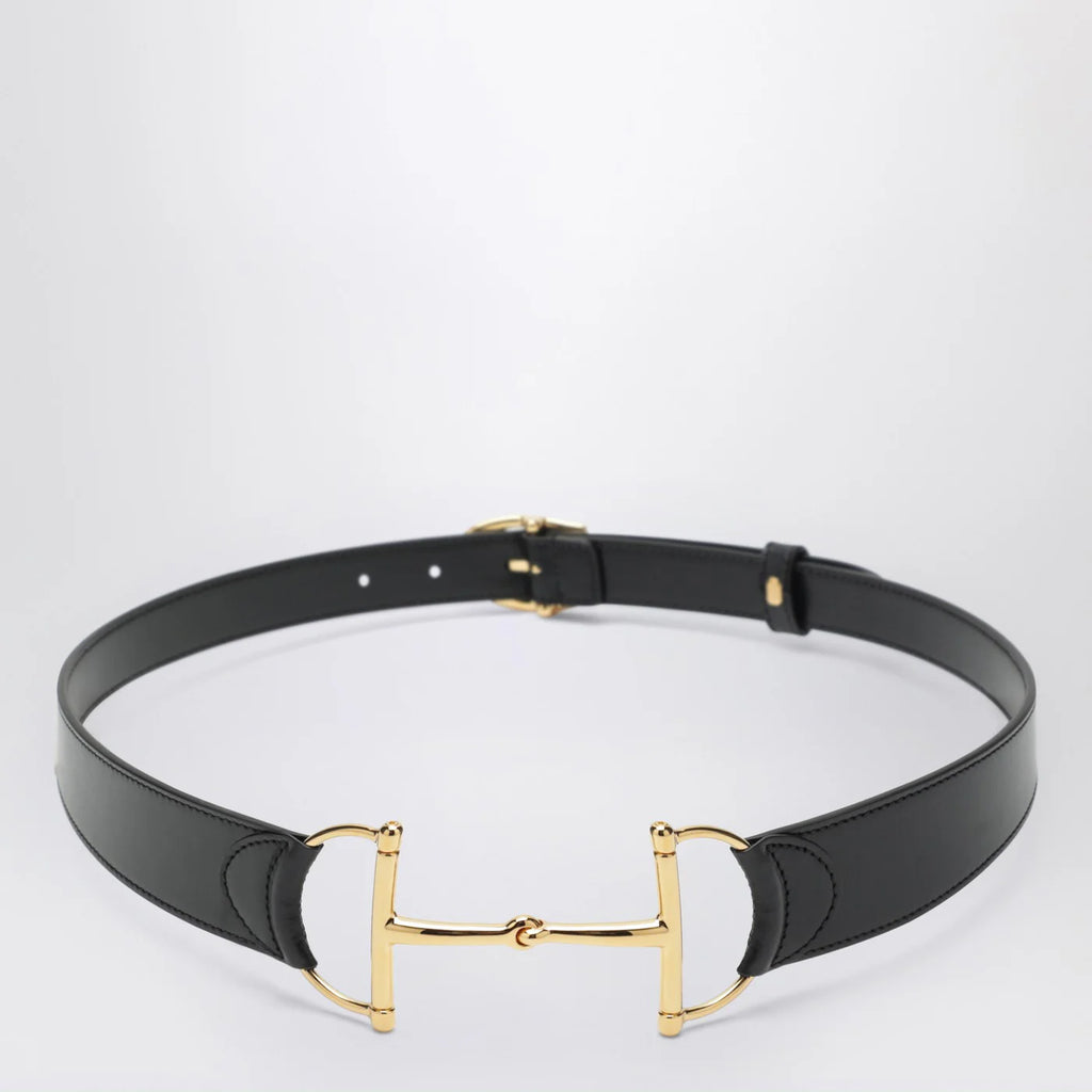 GUCCI Black belt with oversized Horsebit buckle
