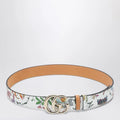 GUCCI GG Marmont reversible belt in brown/white leather with Flora print