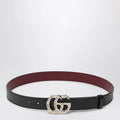 GUCCI Black leather belt with bamboo GG Marmont buckle