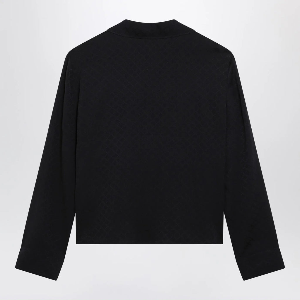 GUCCI Blue jacquard silk-blend shirt