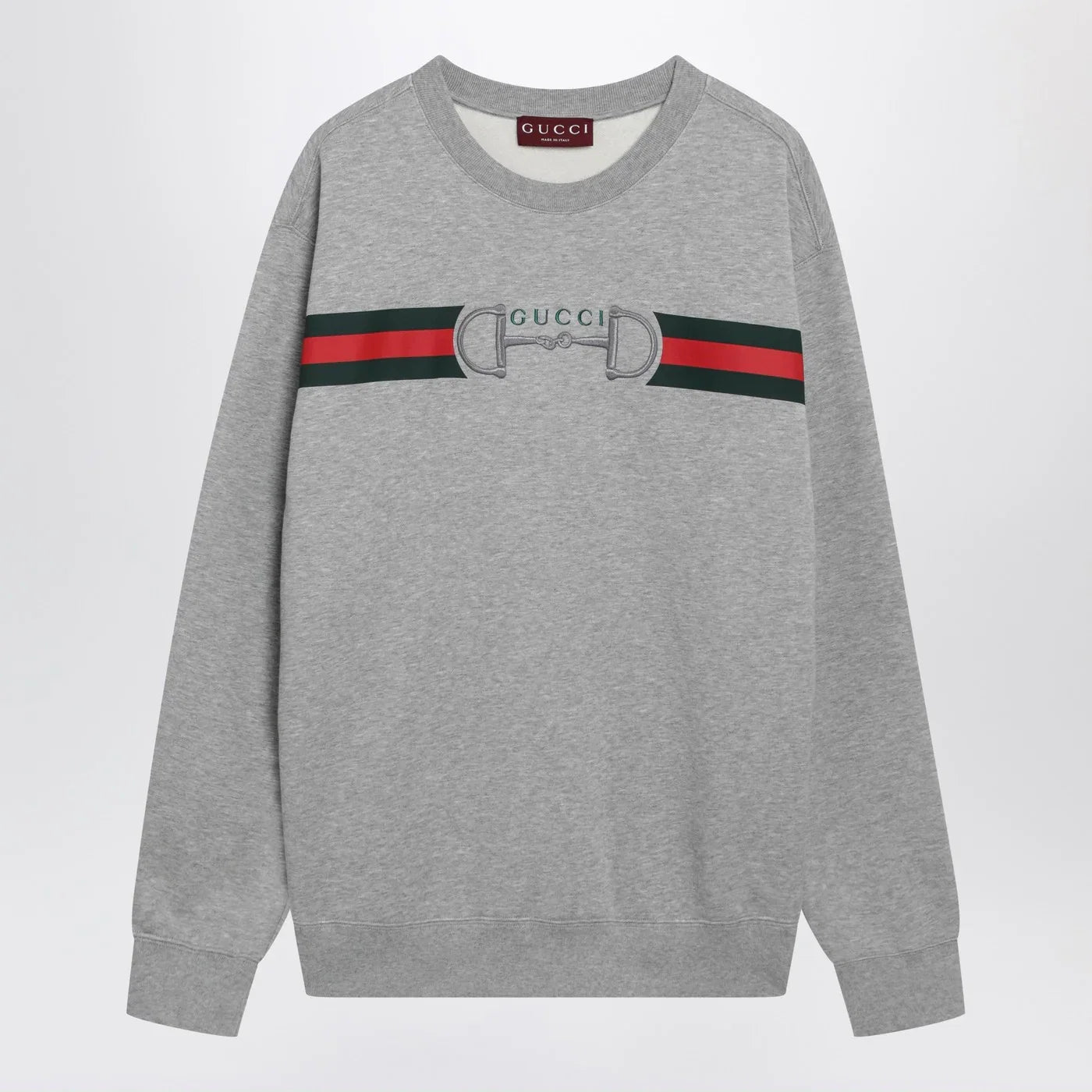 GUCCI Grey cotton jersey sweatshirt with logo print