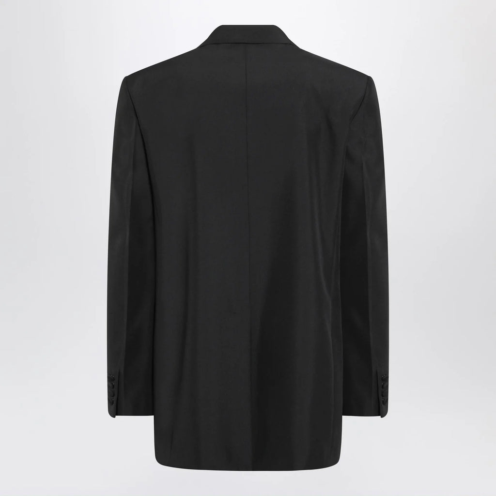 GUCCI Black double-breasted jacket in technical panama