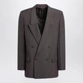 GUCCI Brown double-breasted jacket in technical panama fabric