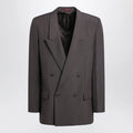 GUCCI Brown double-breasted jacket in technical panama fabric