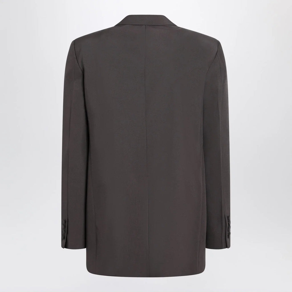 GUCCI Brown double-breasted jacket in technical panama fabric