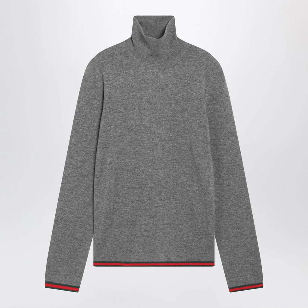 GUCCI Grey cashmere turtleneck sweater