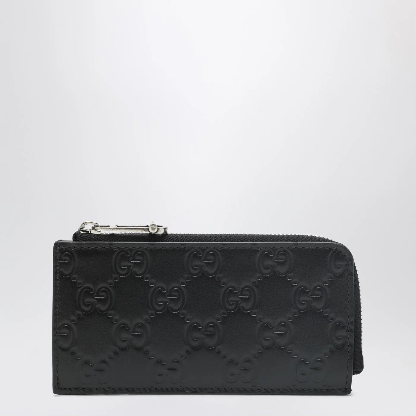 GUCCI Black GG Emblem zip card holder