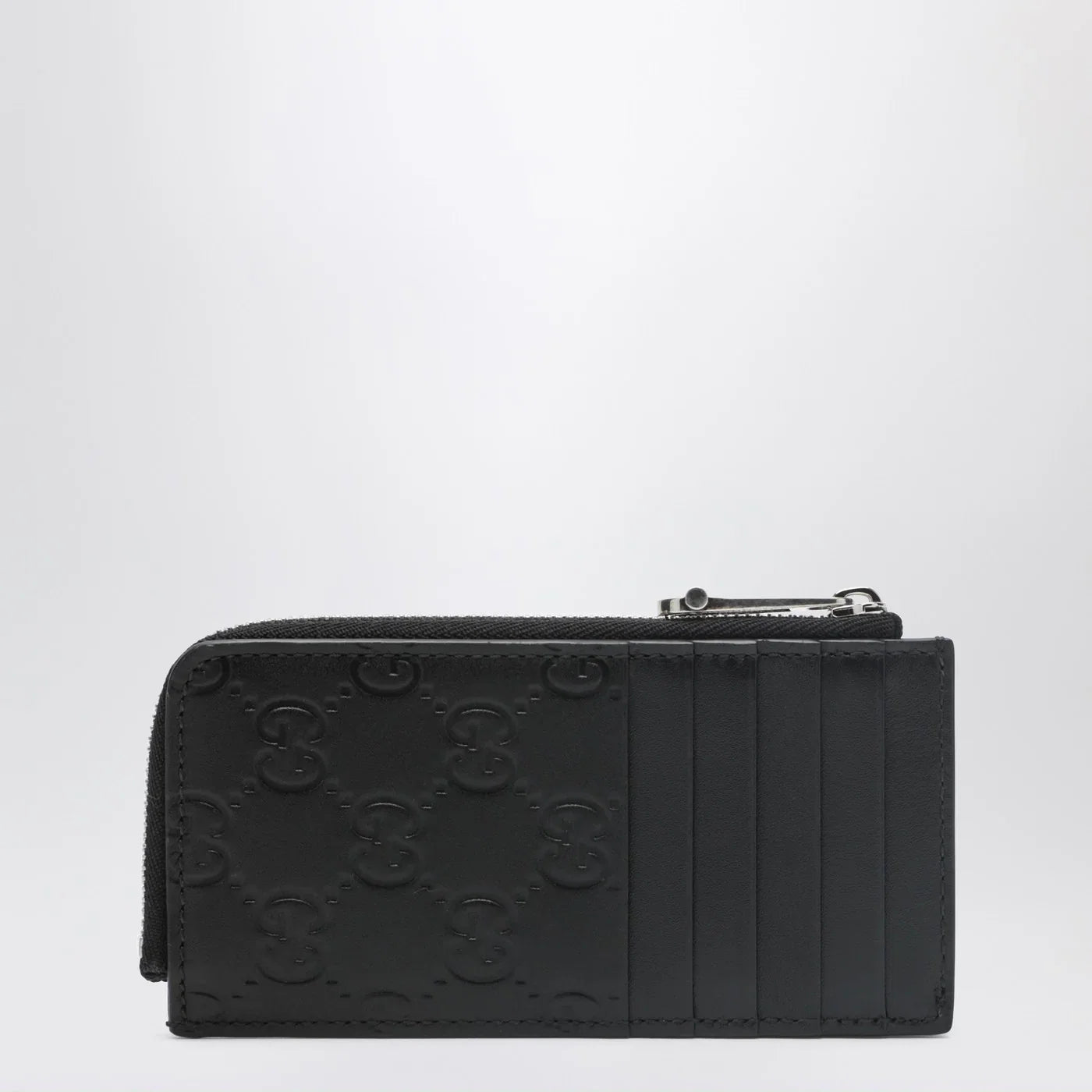 GUCCI Black GG Emblem zip card holder