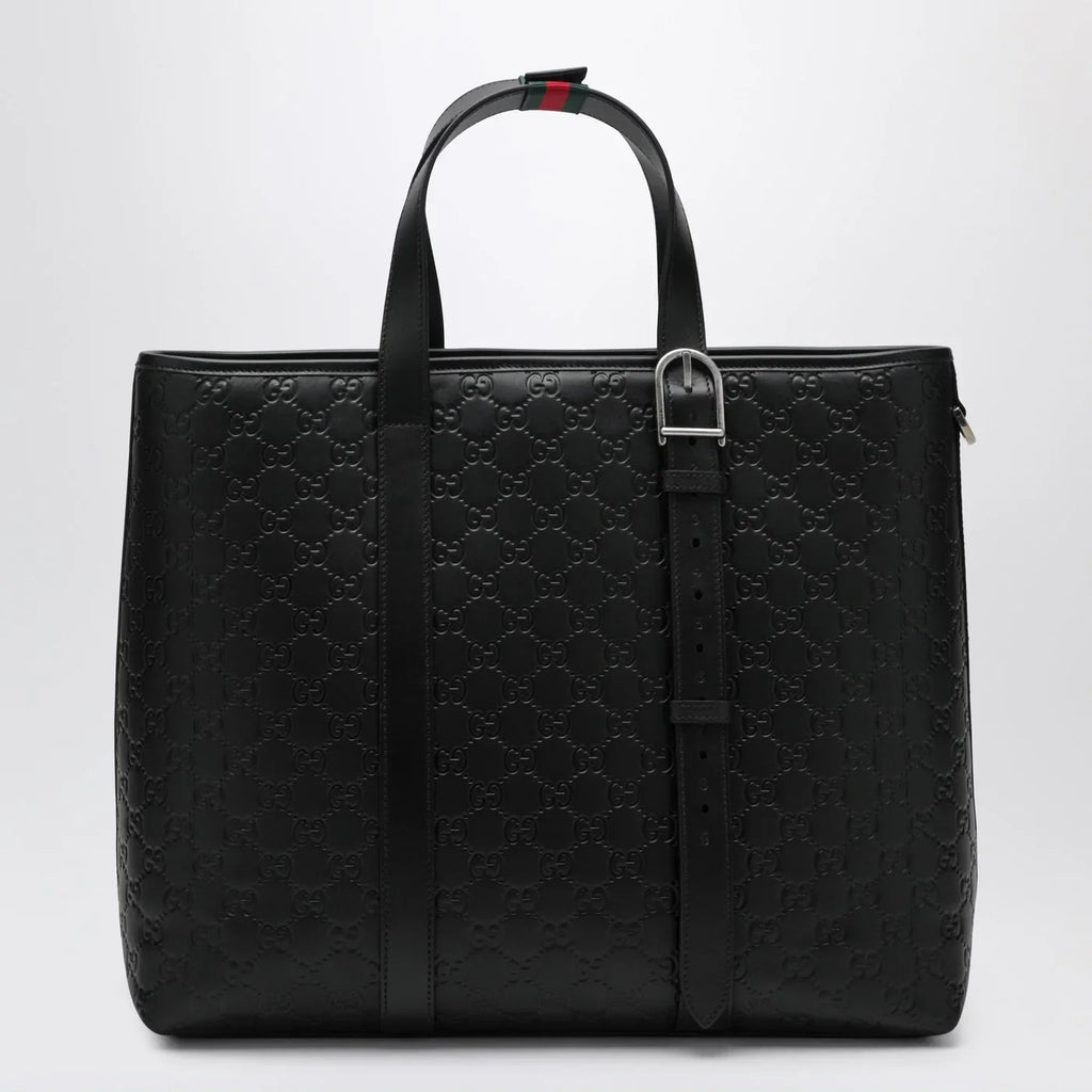 GUCCI Large black GG Emblem shopping bag