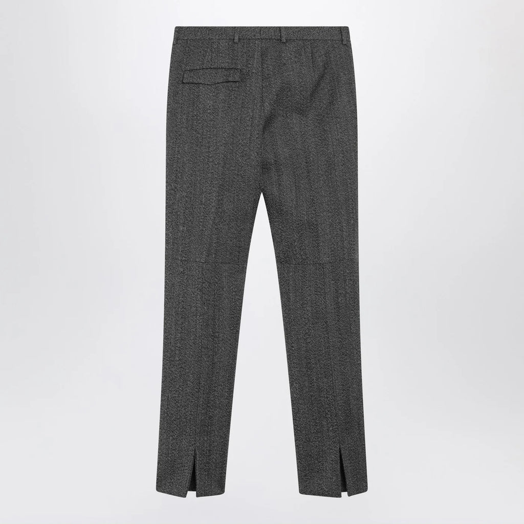 GUCCI White/black mouliné fabric trousers