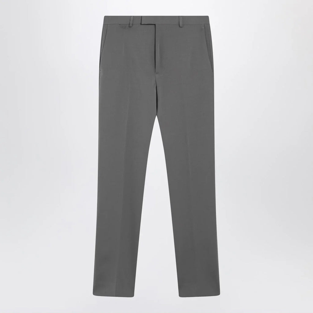 GUCCI Grey wool satin trousers