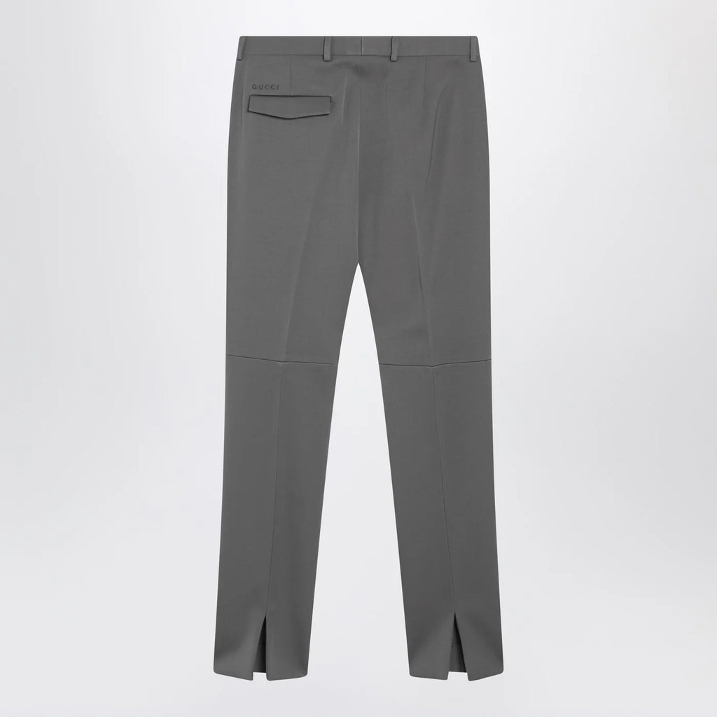 GUCCI Grey wool satin trousers