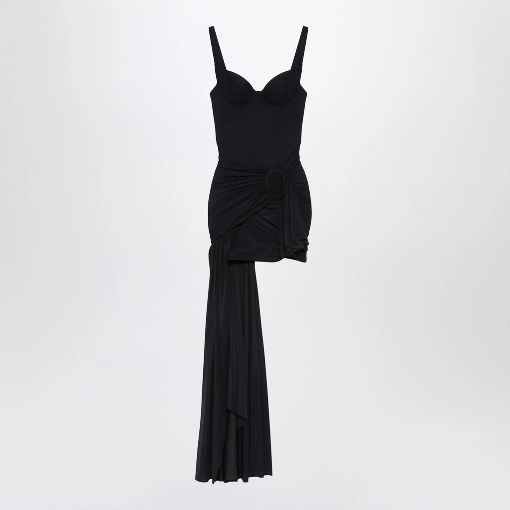 Balenciaga Black draped mini dress in jersey
