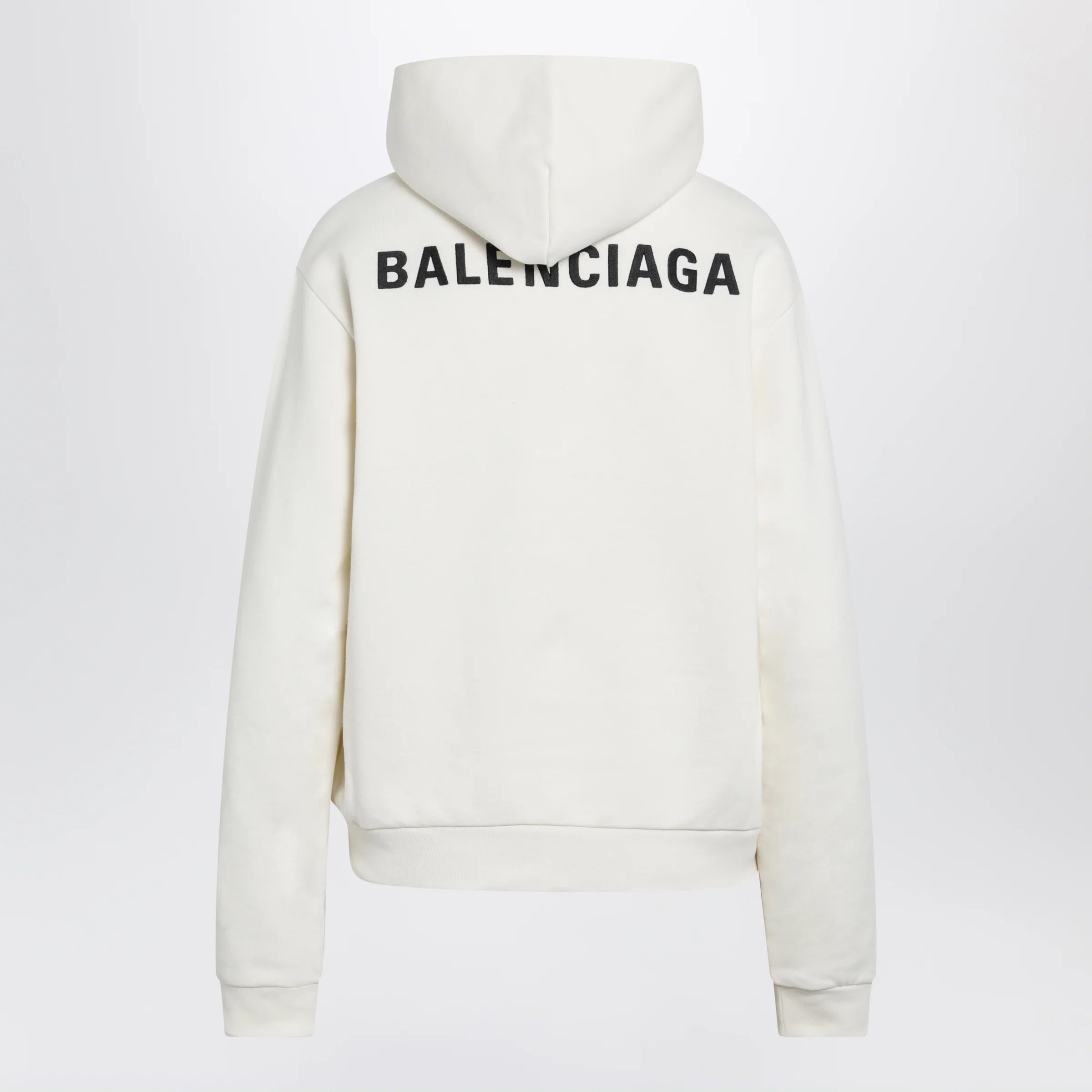 Balenciaga Medium-fit embroidered hoodie in dry fleece, cream