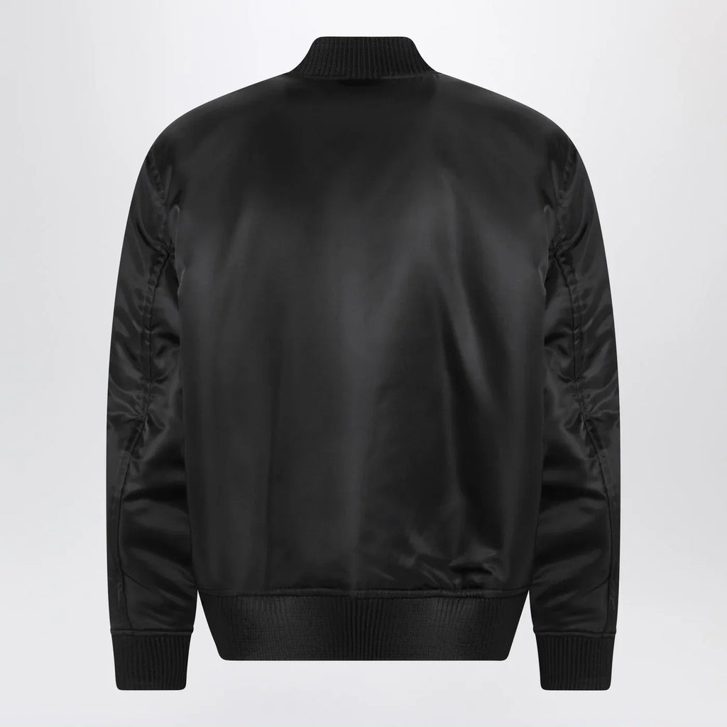 GUCCI Reversible bomber jacket in black/white mouliné fabric