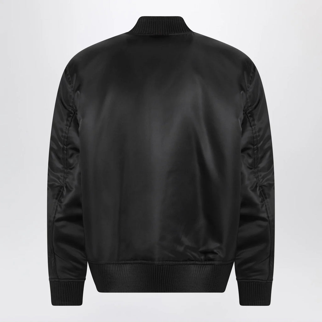 GUCCI Reversible bomber jacket in black/white mouliné fabric