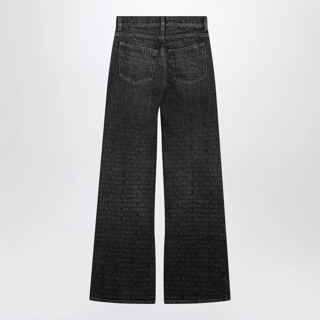 Balenciaga Black washed jeans with jacquard logos