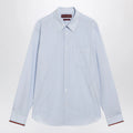 GUCCI Light blue striped shirt with Web detail