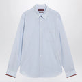 GUCCI Light blue striped shirt with Web detail
