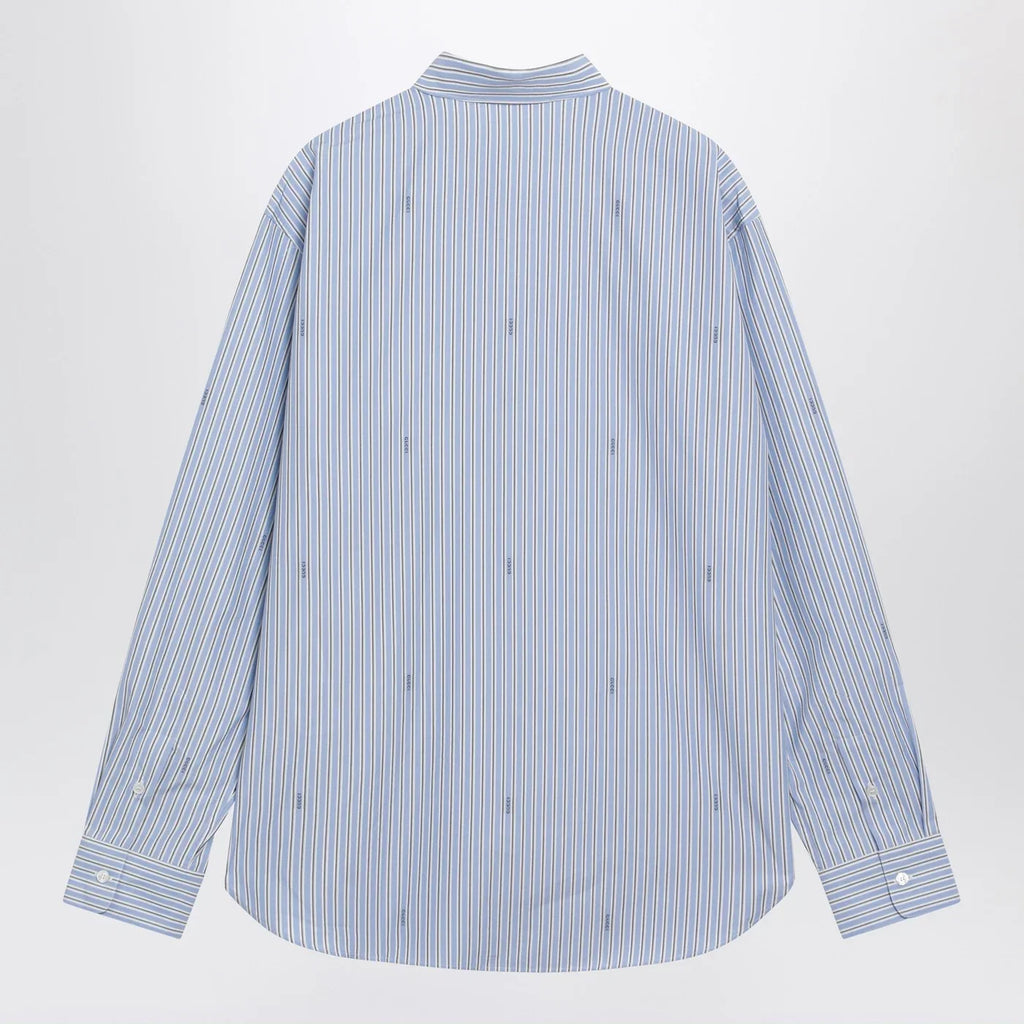 GUCCI Light blue striped cotton poplin shirt